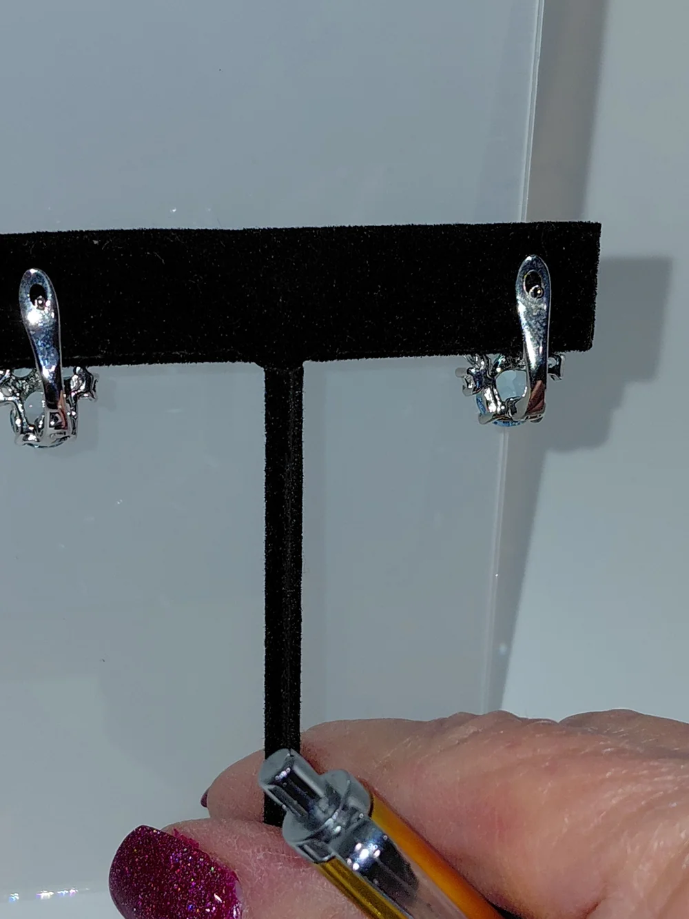 Blue Aquamarine SS 925 Cluster Halo Pierced Earrings